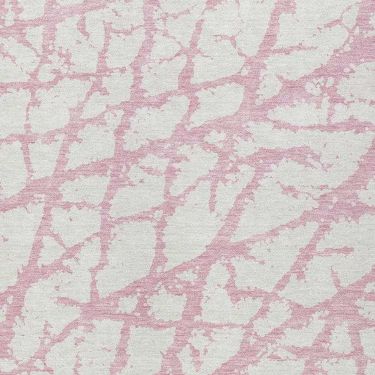 10' X 14' Pink And Ivory Abstract Washable Indoor Outdoor Area Rug