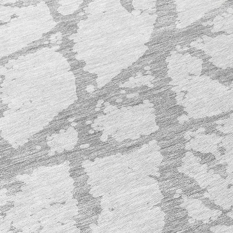 8' Silver And Gray Round Abstract Washable Indoor Outdoor Area Rug