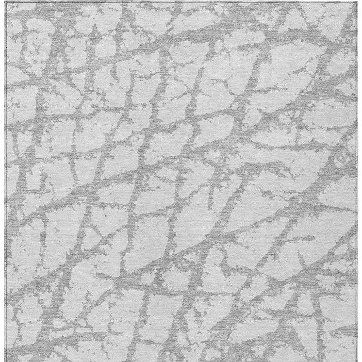 10' X 14' Silver And Gray Abstract Washable Indoor Outdoor Area Rug