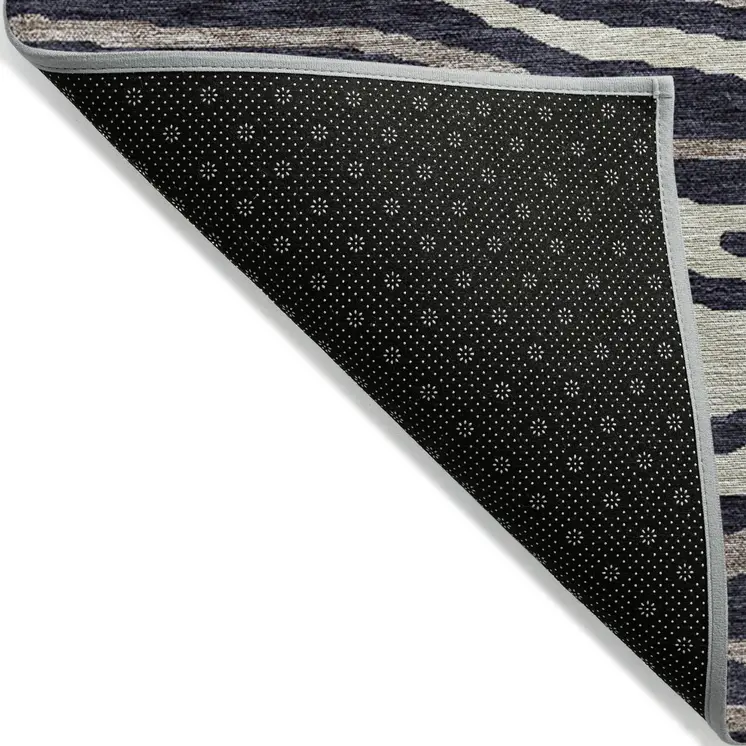 3' X 5' Black Taupe And Beige Faux Bois Washable Indoor Outdoor Area Rug