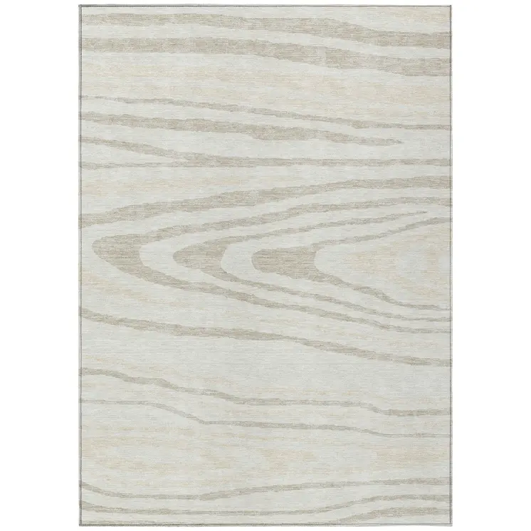 10' X 14' Ivory Beige And Taupe Faux Bois Washable Indoor Outdoor Area Rug