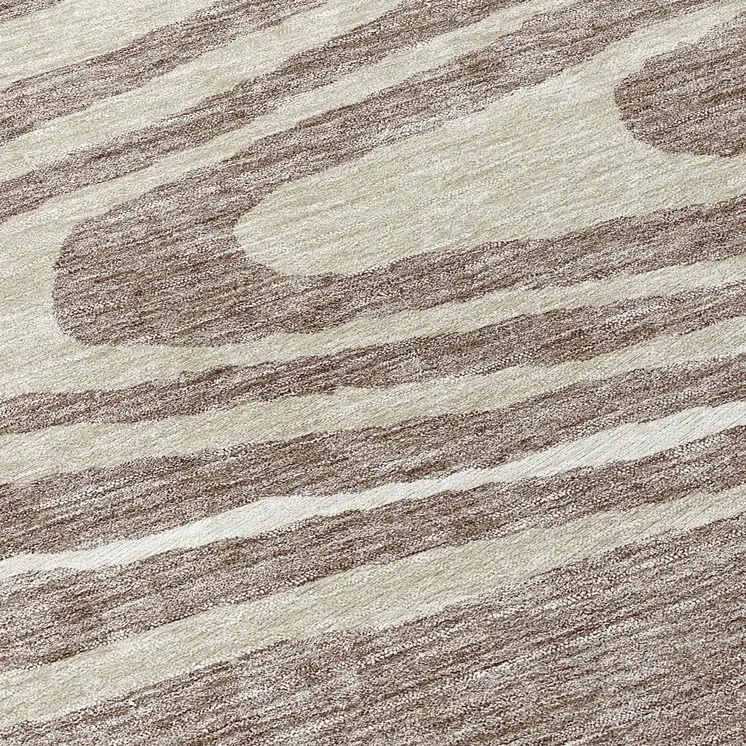 8' Taupe Ivory And Khaki Round Faux Bois Washable Indoor Outdoor Area Rug