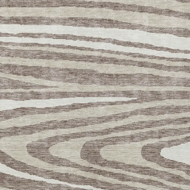 10' X 14' Taupe Ivory And Khaki Faux Bois Washable Indoor Outdoor Area Rug