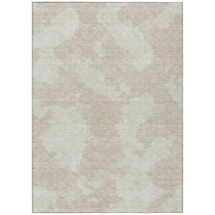 5' X 8' Beige And Ivory Abstract Washable Indoor Outdoor Area Rug