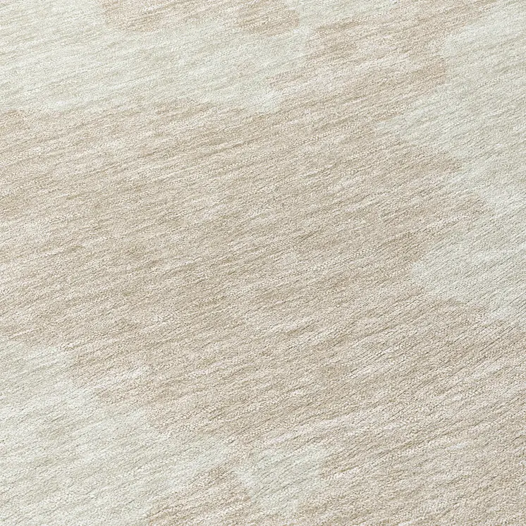 8' Beige And Ivory Round Abstract Washable Indoor Outdoor Area Rug