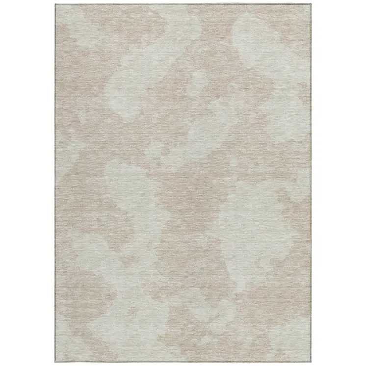 8' X 10' Beige And Ivory Abstract Washable Indoor Outdoor Area Rug