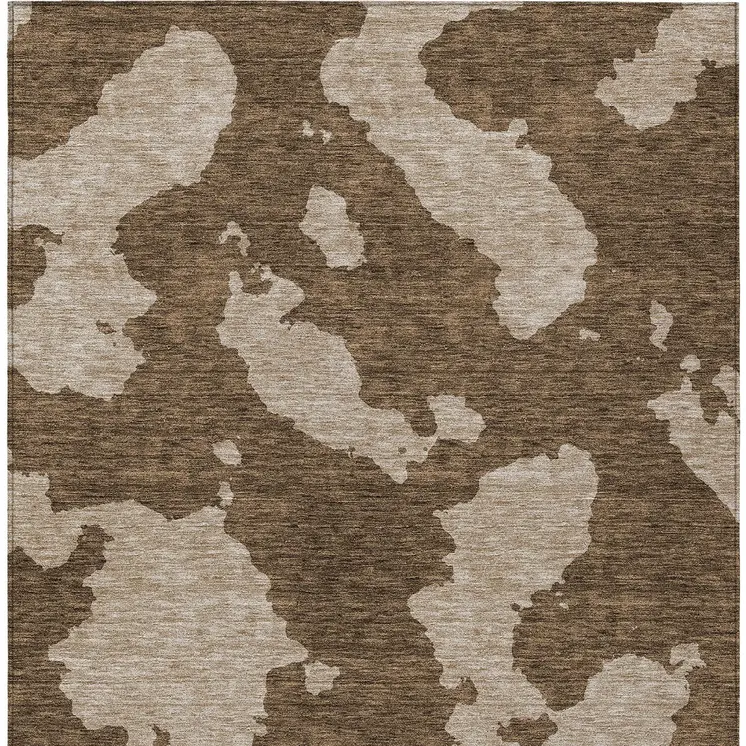 5' X 8' Brown And Beige Abstract Washable Indoor Outdoor Area Rug