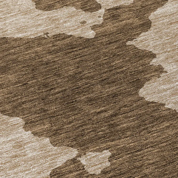 8' Brown And Beige Round Abstract Washable Indoor Outdoor Area Rug