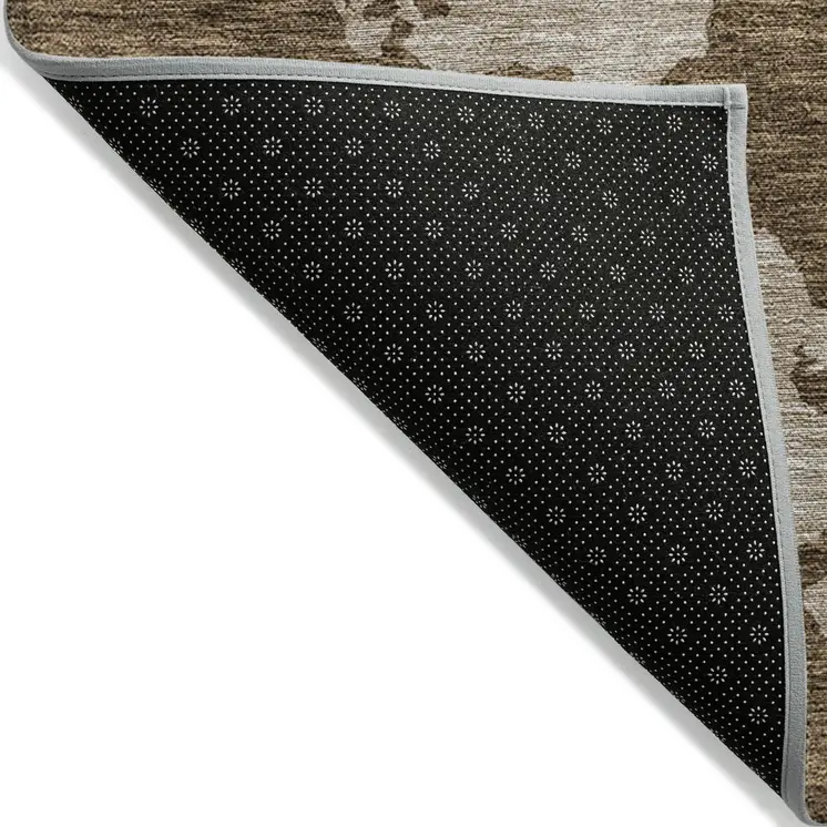 10' X 14' Brown And Beige Abstract Washable Indoor Outdoor Area Rug