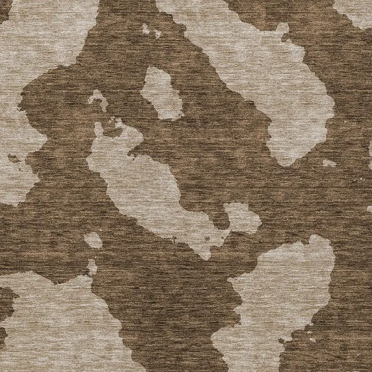 10' X 14' Brown And Beige Abstract Washable Indoor Outdoor Area Rug