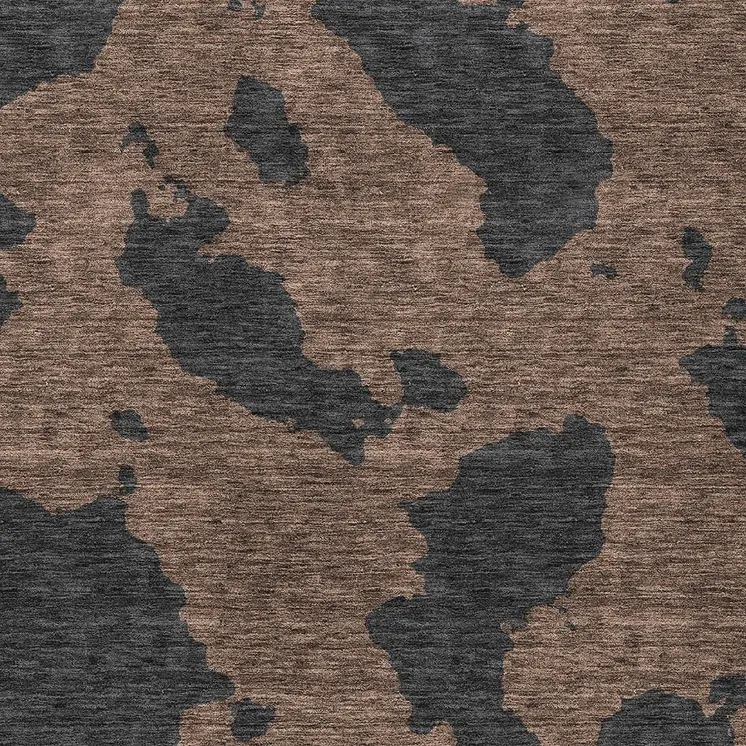 5' X 8' Chocolate And Charcoal Abstract Washable Indoor Outdoor Area Rug