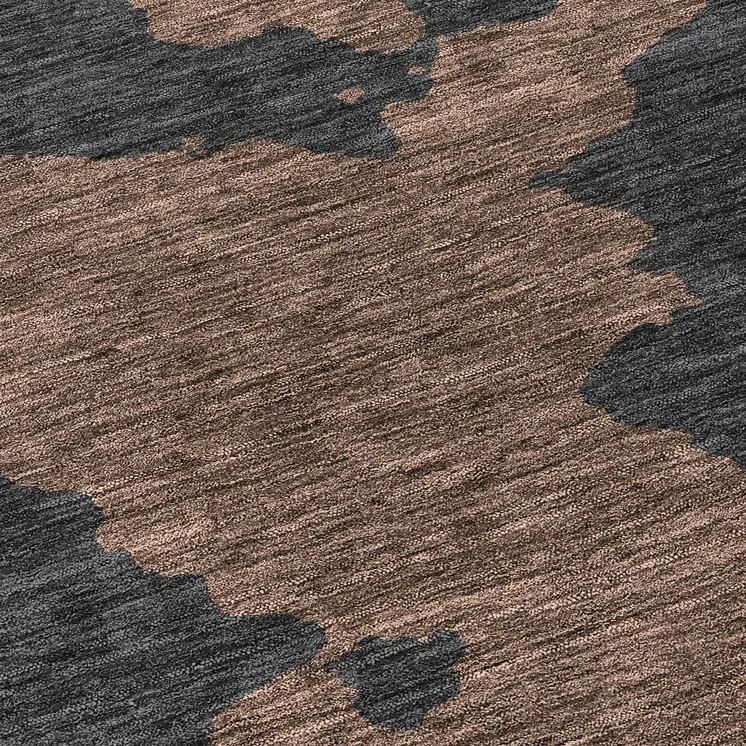 8' Chocolate And Charcoal Round Abstract Washable Indoor Outdoor Area Rug