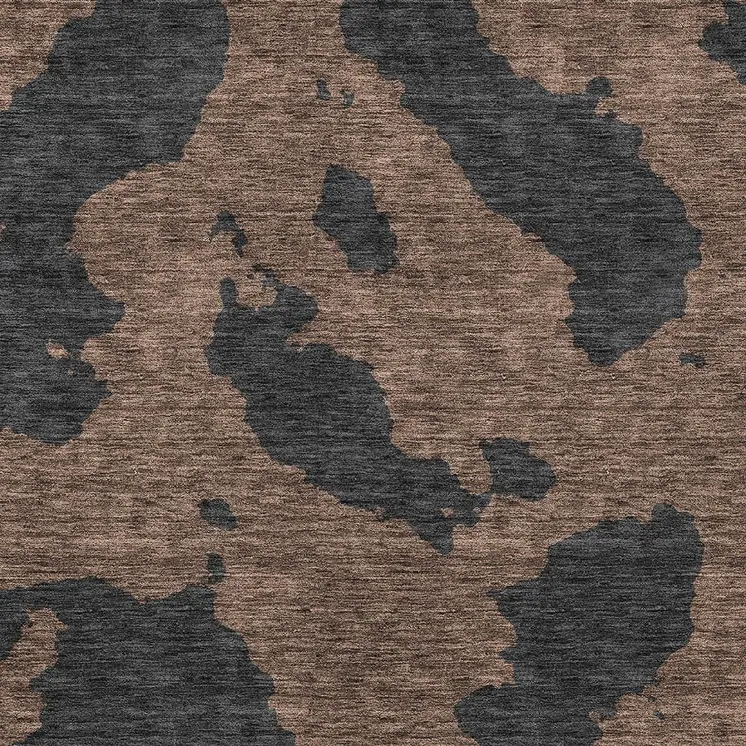 9' X 12' Chocolate And Charcoal Abstract Washable Indoor Outdoor Area Rug