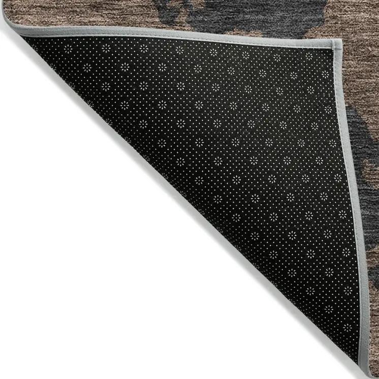 10' X 14' Chocolate And Charcoal Abstract Washable Indoor Outdoor Area Rug
