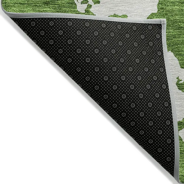 8' X 10' Green And Ivory Abstract Washable Indoor Outdoor Area Rug