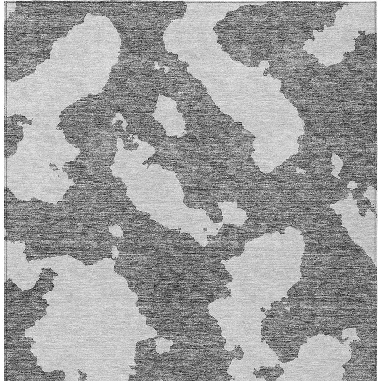 8' X 10' Gray And Ivory Abstract Washable Indoor Outdoor Area Rug