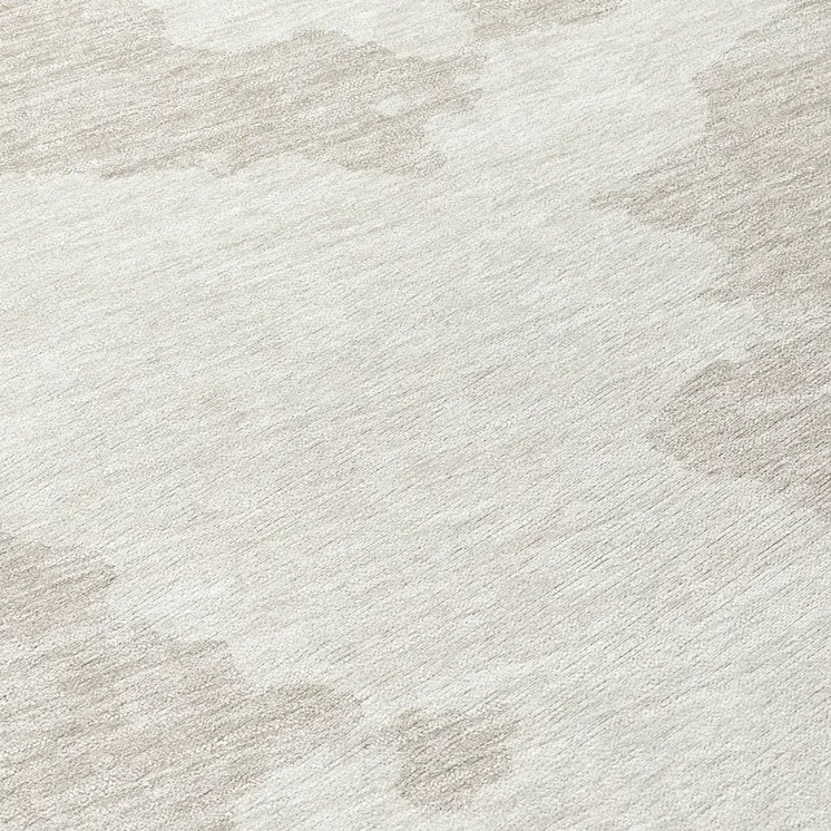 8' Ivory And Beige Round Abstract Washable Indoor Outdoor Area Rug
