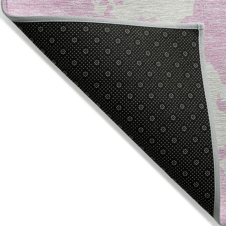 8' X 10' Pink And Ivory Abstract Washable Indoor Outdoor Area Rug