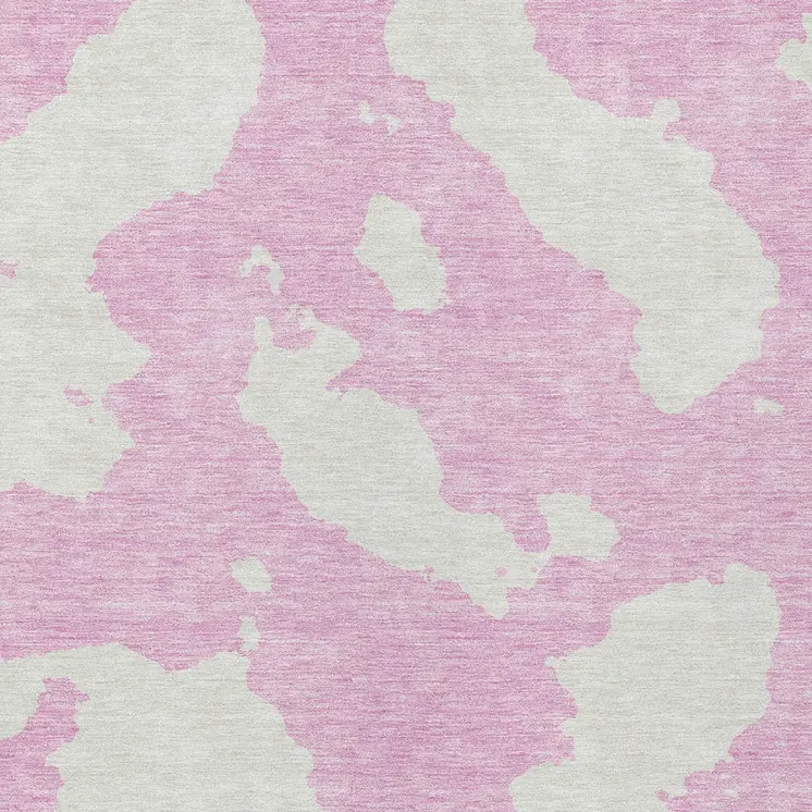 9' X 12' Pink And Ivory Abstract Washable Indoor Outdoor Area Rug