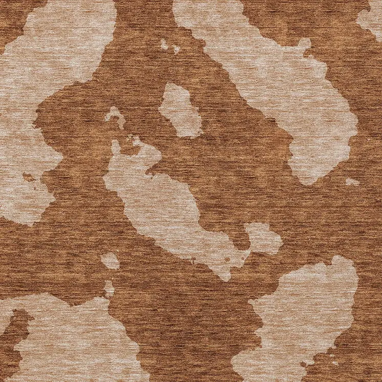 5' X 8' Terra Cotta And Rust Abstract Washable Indoor Outdoor Area Rug