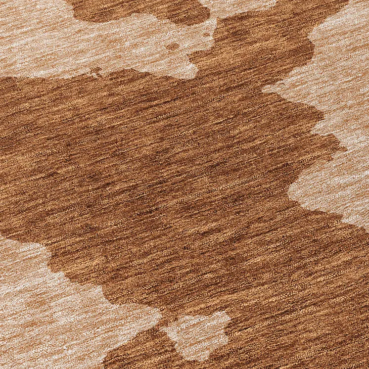 8' Terra Cotta And Rust Round Abstract Washable Indoor Outdoor Area Rug