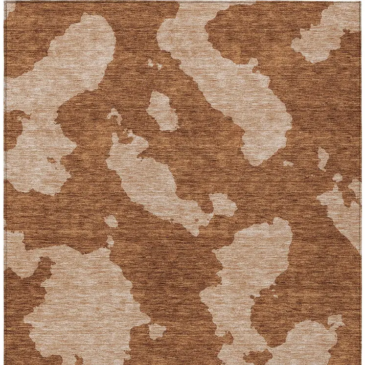 9' X 12' Terra Cotta And Rust Abstract Washable Indoor Outdoor Area Rug