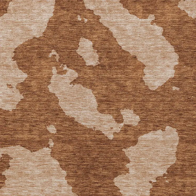 9' X 12' Terra Cotta And Rust Abstract Washable Indoor Outdoor Area Rug