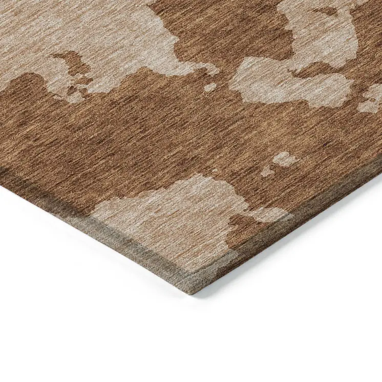 10' X 14' Terra Cotta And Rust Abstract Washable Indoor Outdoor Area Rug