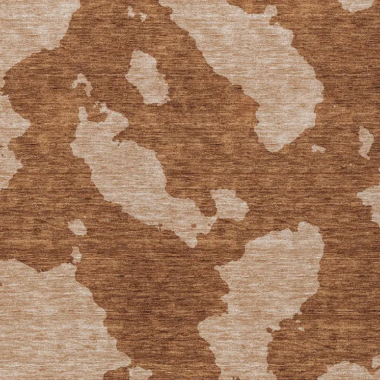 10' X 14' Terra Cotta And Rust Abstract Washable Indoor Outdoor Area Rug