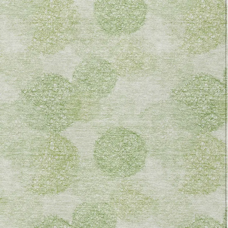 3' X 5' Sage Fern Green And Ivory Polka Dot Washable Indoor Outdoor Area Rug