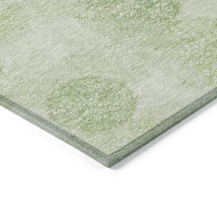 5' X 8' Sage Fern Green And Ivory Polka Dot Washable Indoor Outdoor Area Rug