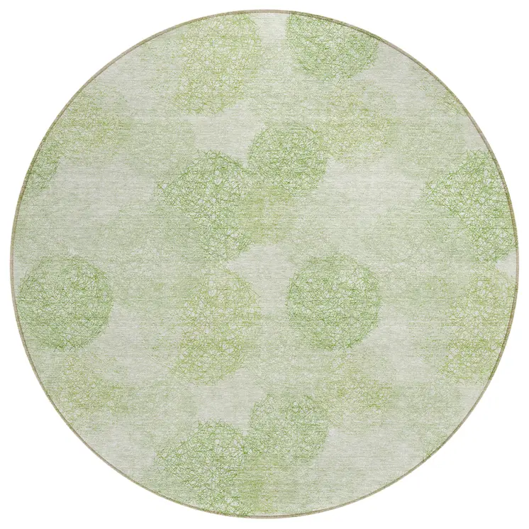 8' Sage Fern Green And Ivory Round Polka Dot Washable Indoor Outdoor Area Rug