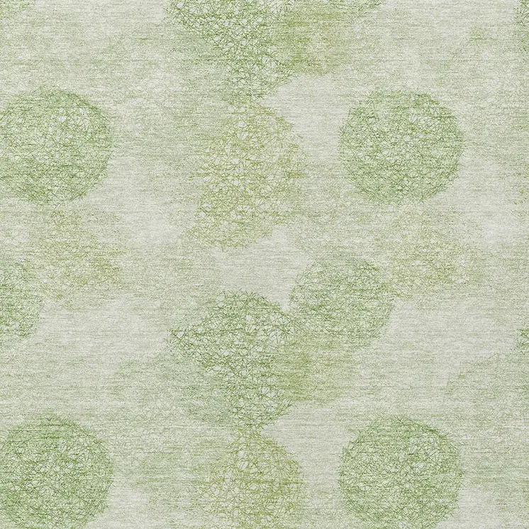 9' X 12' Sage Fern Green And Ivory Polka Dot Washable Indoor Outdoor Area Rug