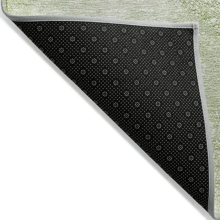 10' X 14' Sage Fern Green And Ivory Polka Dot Washable Indoor Outdoor Area Rug