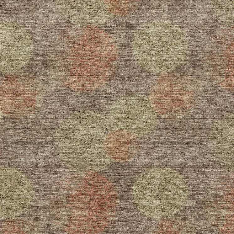 3' X 5' Brown Taupe And Sage Polka Dot Washable Indoor Outdoor Area Rug