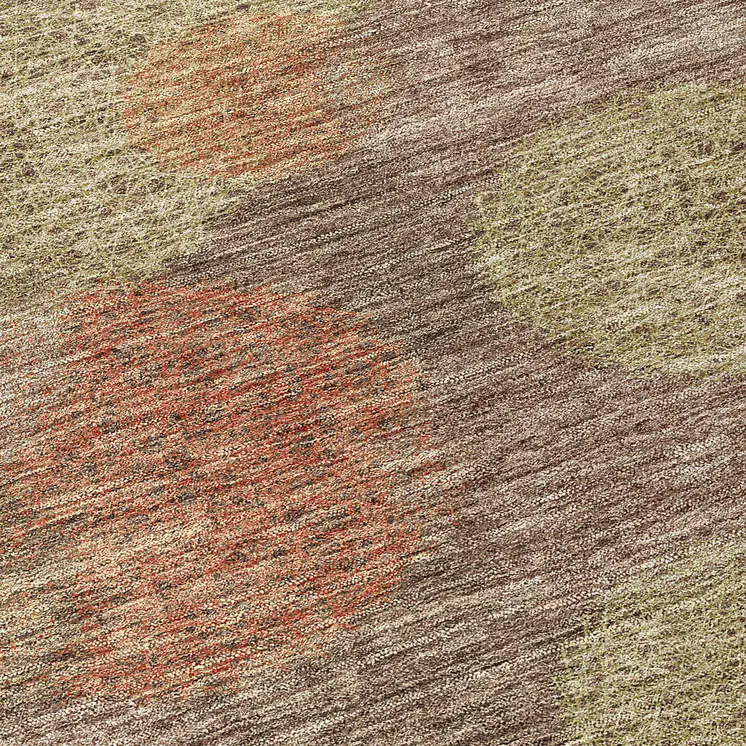 8' Brown Taupe And Sage Round Polka Dot Washable Indoor Outdoor Area Rug