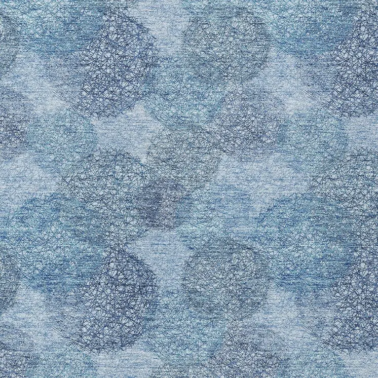 3' X 5' Denim Blue Navy Blue And Ivory Polka Dot Washable Indoor Outdoor Area Rug