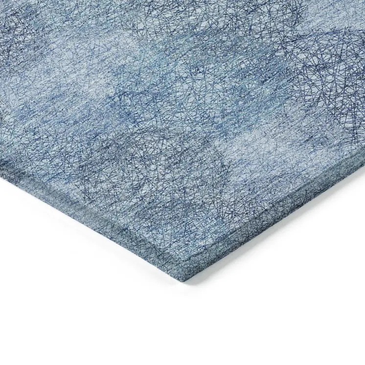 9' X 12' Denim Blue Navy Blue And Ivory Polka Dot Washable Indoor Outdoor Area Rug