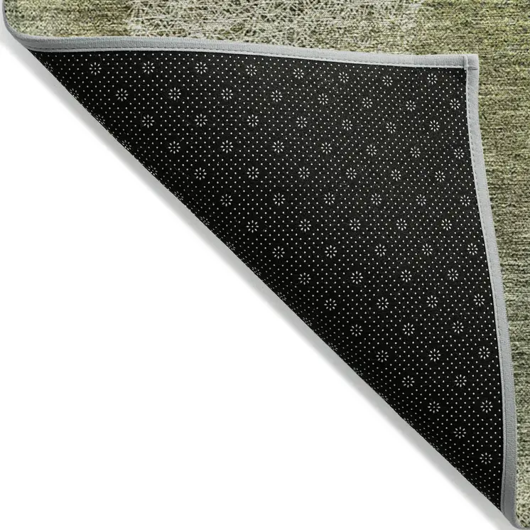 3' X 5' Green Ivory And Sage Polka Dot Washable Indoor Outdoor Area Rug