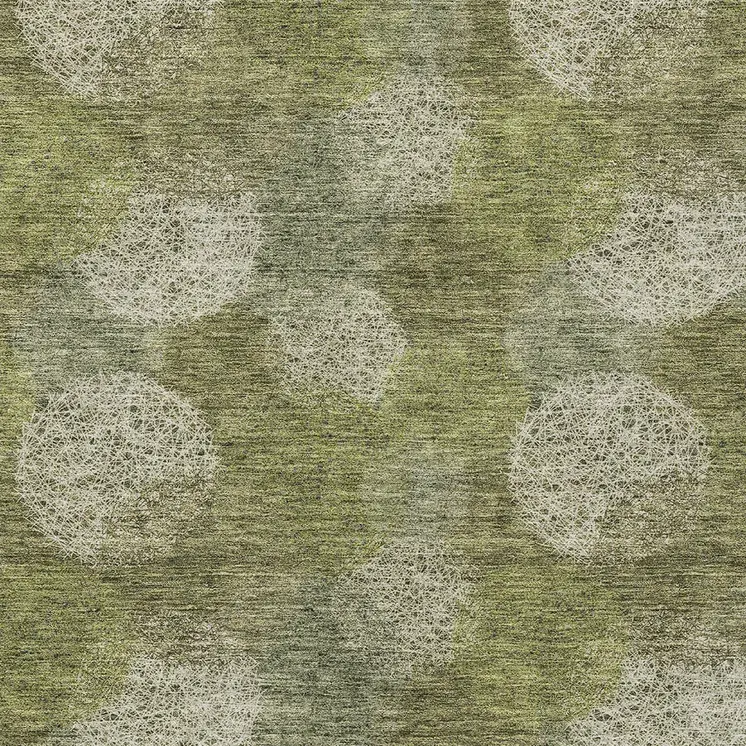 3' X 5' Green Ivory And Sage Polka Dot Washable Indoor Outdoor Area Rug