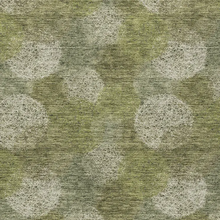 5' X 8' Green Ivory And Sage Polka Dot Washable Indoor Outdoor Area Rug