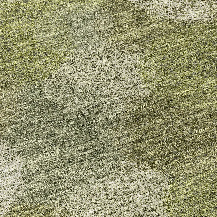 8' Green Ivory And Sage Round Polka Dot Washable Indoor Outdoor Area Rug