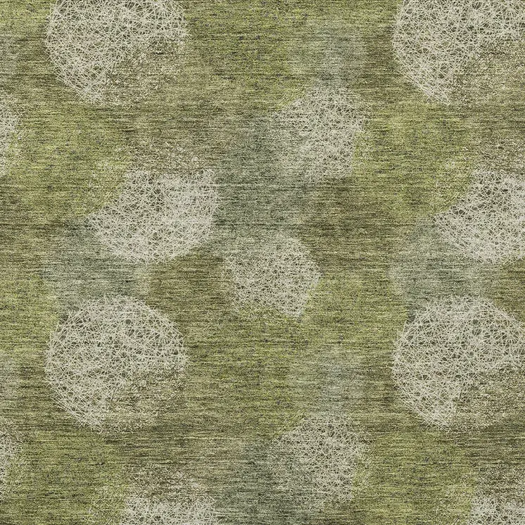 9' X 12' Green Ivory And Sage Polka Dot Washable Indoor Outdoor Area Rug