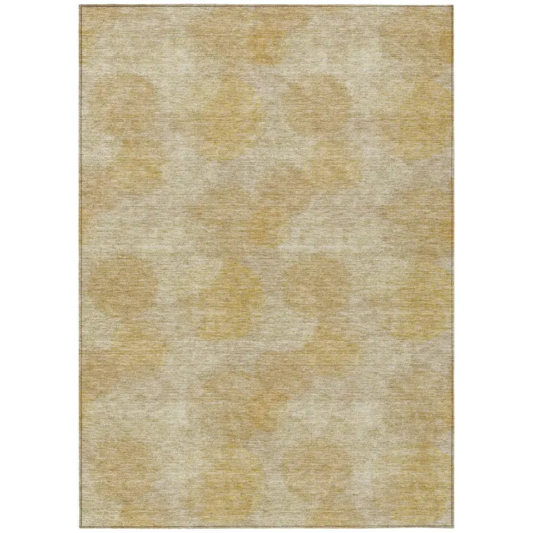 5' X 8' Gold Beige And Wheat Polka Dot Washable Indoor Outdoor Area Rug