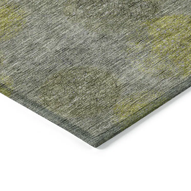 5' X 8' Gray Lime Green And Silver Polka Dot Washable Indoor Outdoor Area Rug