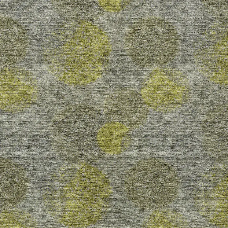 5' X 8' Gray Lime Green And Silver Polka Dot Washable Indoor Outdoor Area Rug