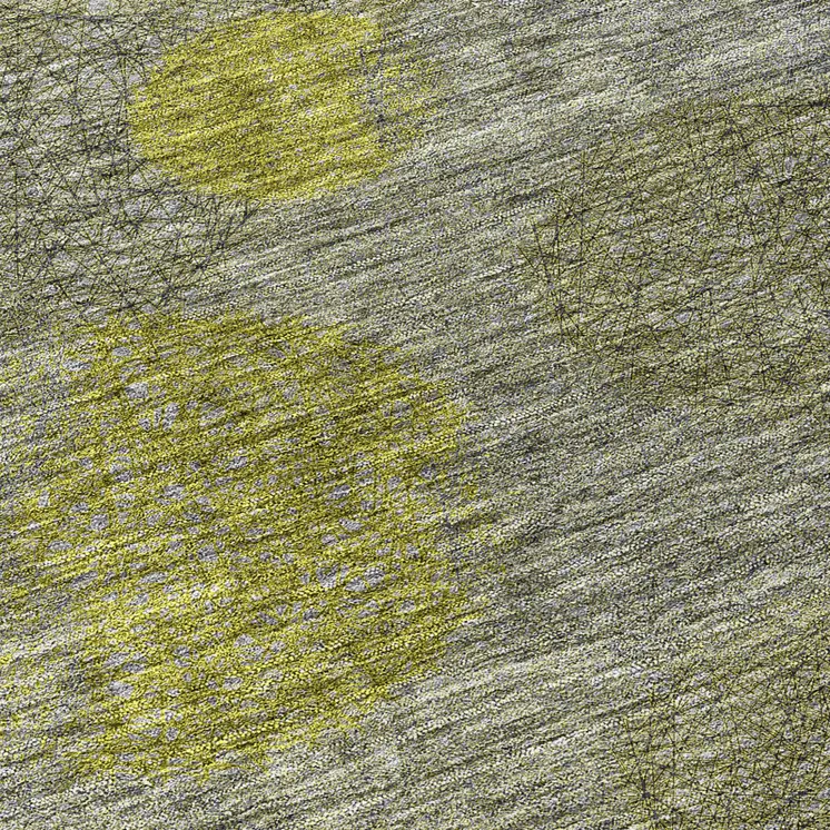 8' Gray Lime Green And Silver Round Polka Dot Washable Indoor Outdoor Area Rug