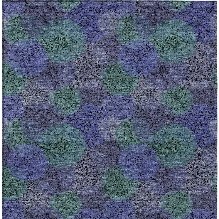 9' X 12' Purple Lavender And Green Polka Dot Washable Indoor Outdoor Area Rug