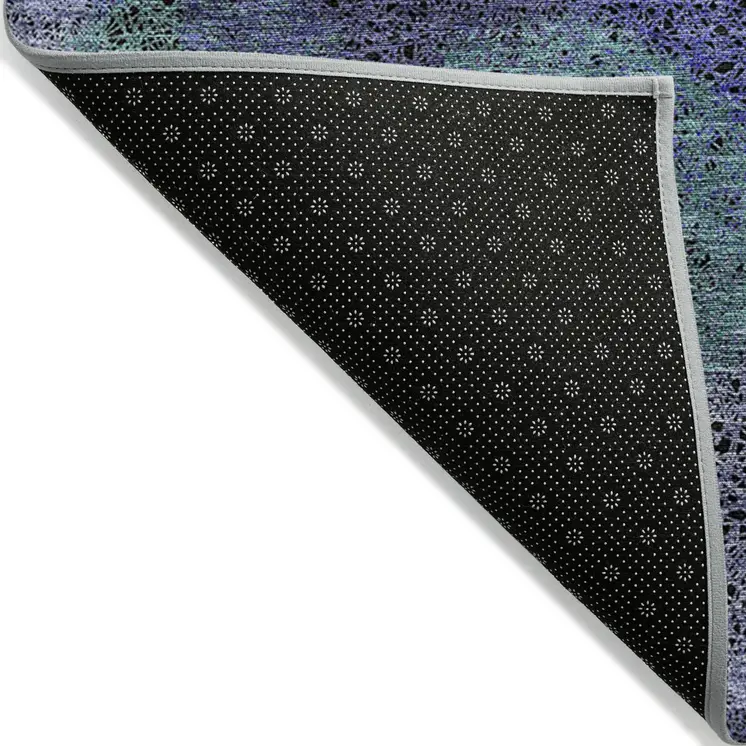 9' X 12' Purple Lavender And Green Polka Dot Washable Indoor Outdoor Area Rug