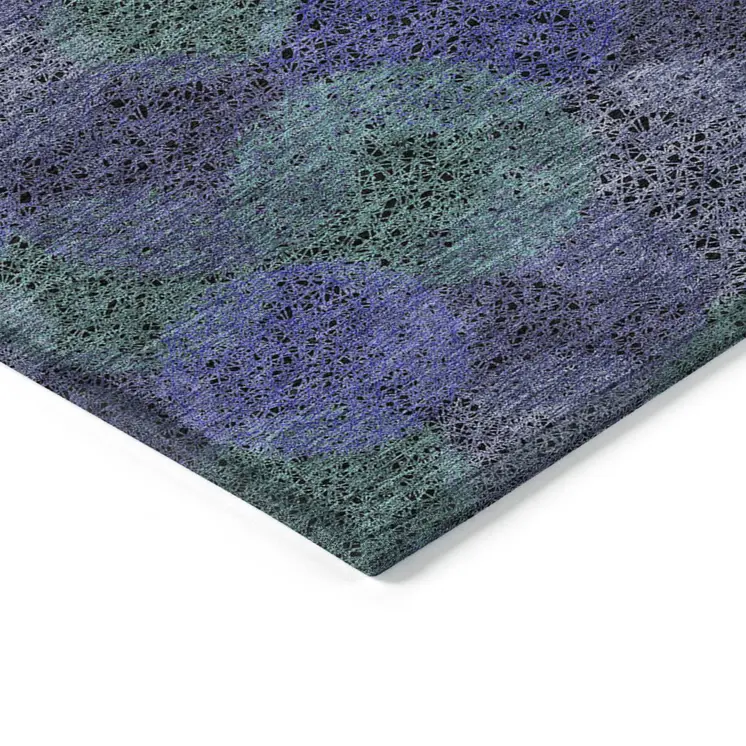 9' X 12' Purple Lavender And Green Polka Dot Washable Indoor Outdoor Area Rug